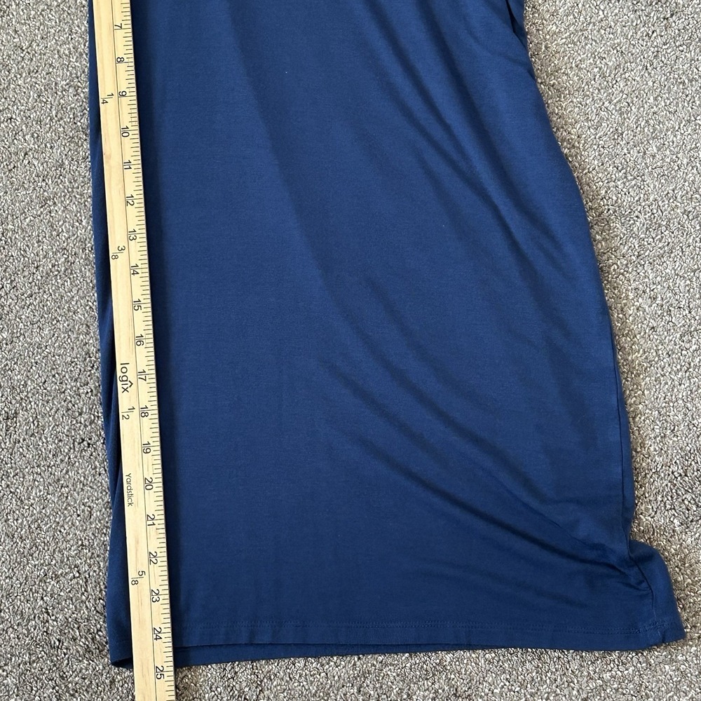 LOFT Blue Wide Leg Jumpsuit Women's LARGE Elastic Waist Pockets Strappy Back - Picture 11 of 11